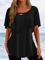 Round Neck Regular Fit Casual Vacation Short Sleeve Tops T-shirts