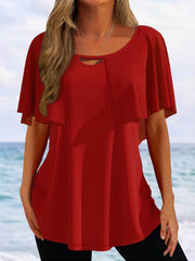 Round Neck Regular Fit Casual Vacation Short Sleeve Tops T-shirts
