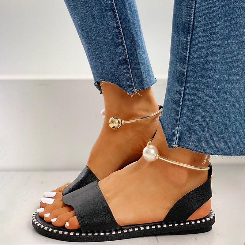 Pearl Buckle Simple Lady Sandals