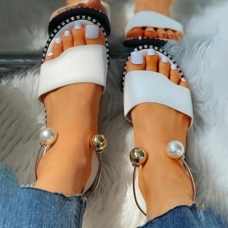 Pearl Buckle Simple Lady Sandals