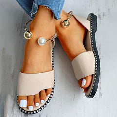 Pearl Buckle Simple Lady Sandals