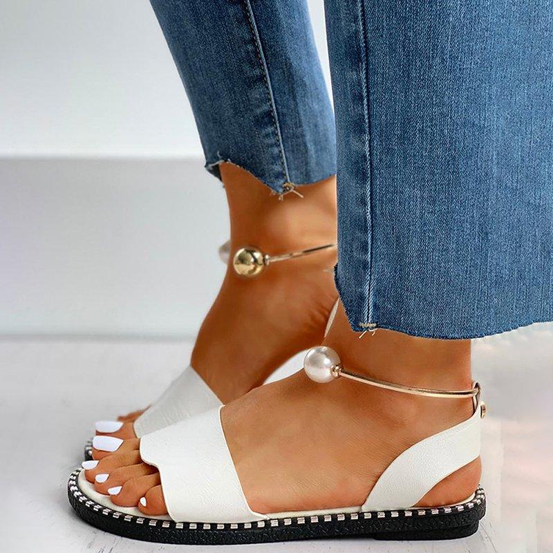 Pearl Buckle Simple Lady Sandals