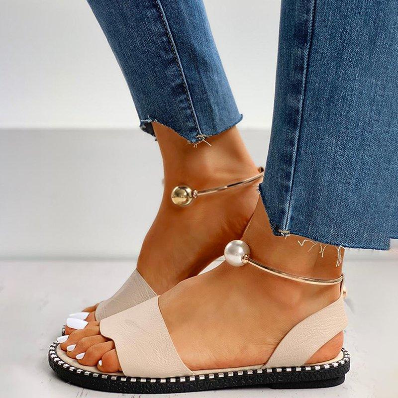 Pearl Buckle Simple Lady Sandals