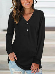 V Neck Sheath Long Sleeve Shirts & Tops