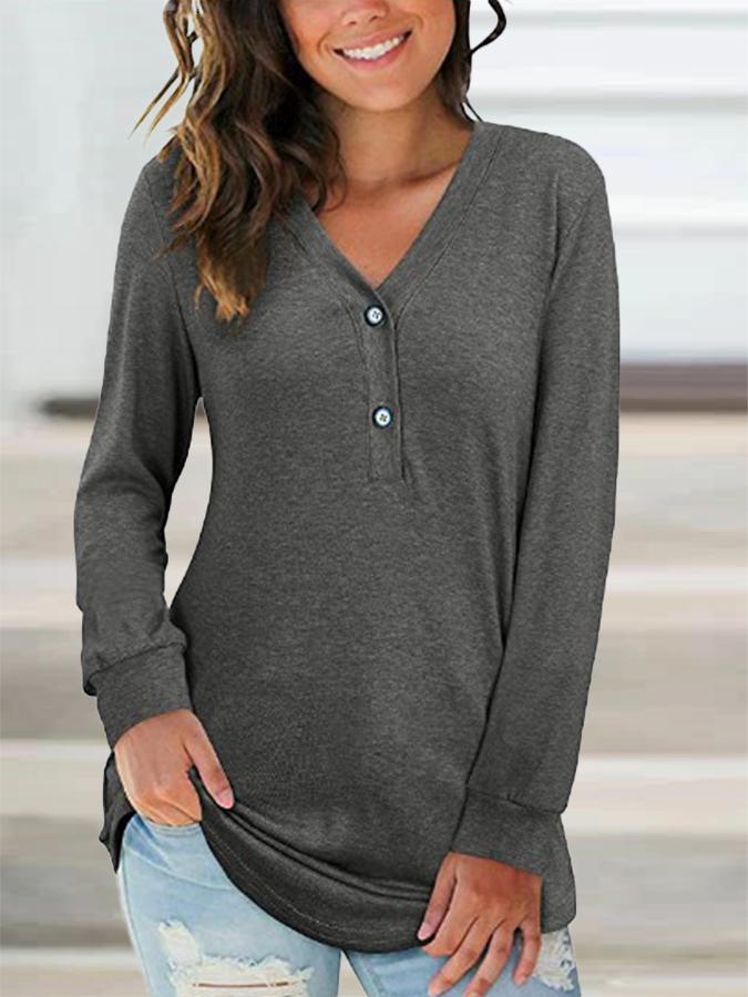 V Neck Sheath Long Sleeve Shirts & Tops