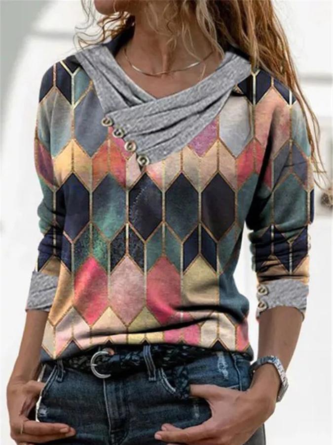Casual Long Sleeve Cotton-Blend Shirts & Tops