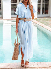 Solid Single-Breasted Long Outer Maxi Dresses