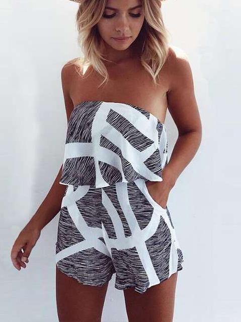 Loose Print Vest Jumpsuits