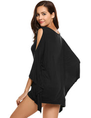 Pure Off shoulder V neck Batwing sleeve T-Shirts
