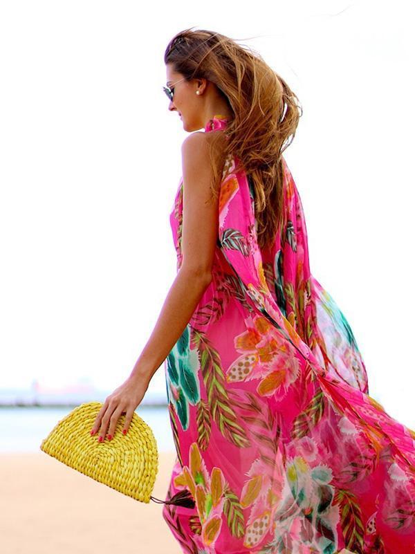 Bohemia Floral Halterneck Maxi Dress