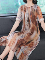 Women Elegant Printed Vintage Shift Dress
