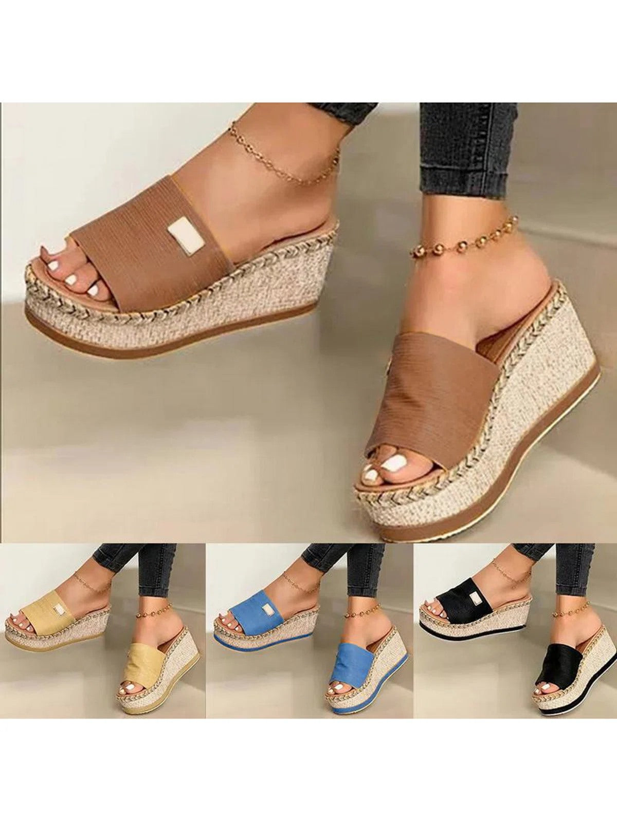 Woman Resort Hemp Rope Sole Wedge Sandals