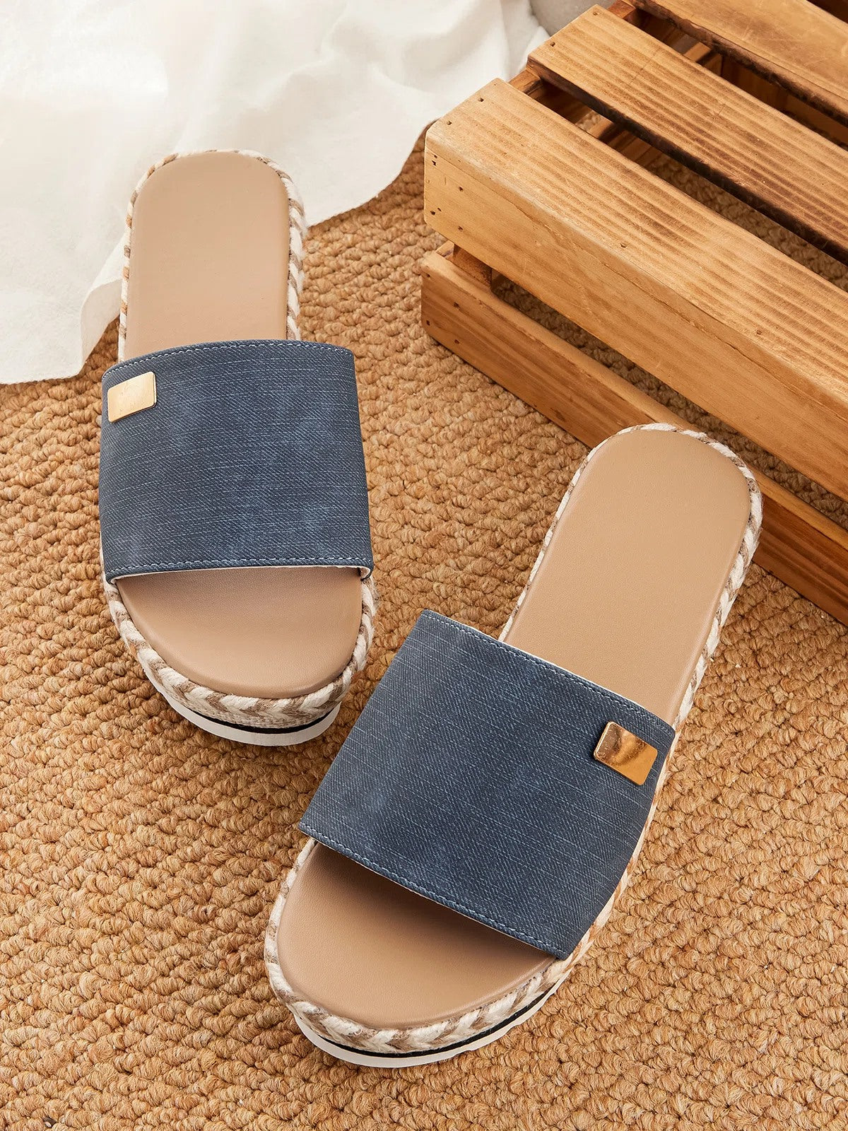 Woman Resort Hemp Rope Sole Wedge Sandals