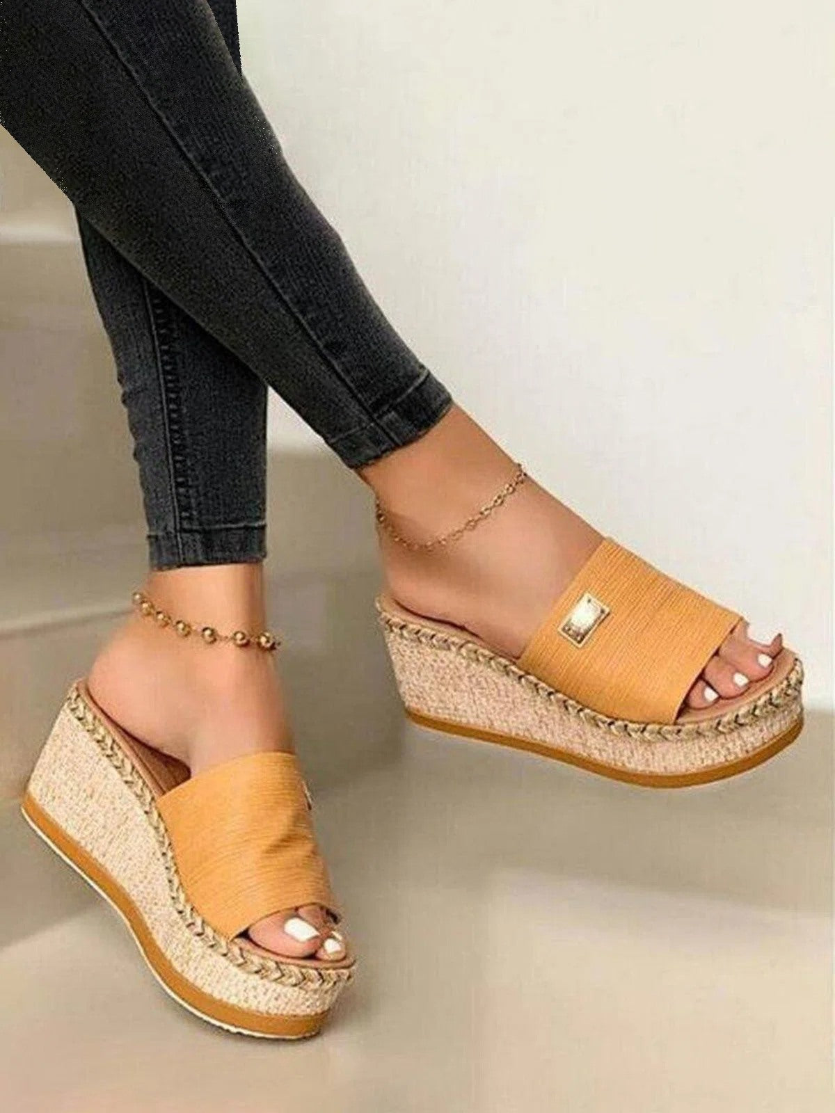 Woman Resort Hemp Rope Sole Wedge Sandals