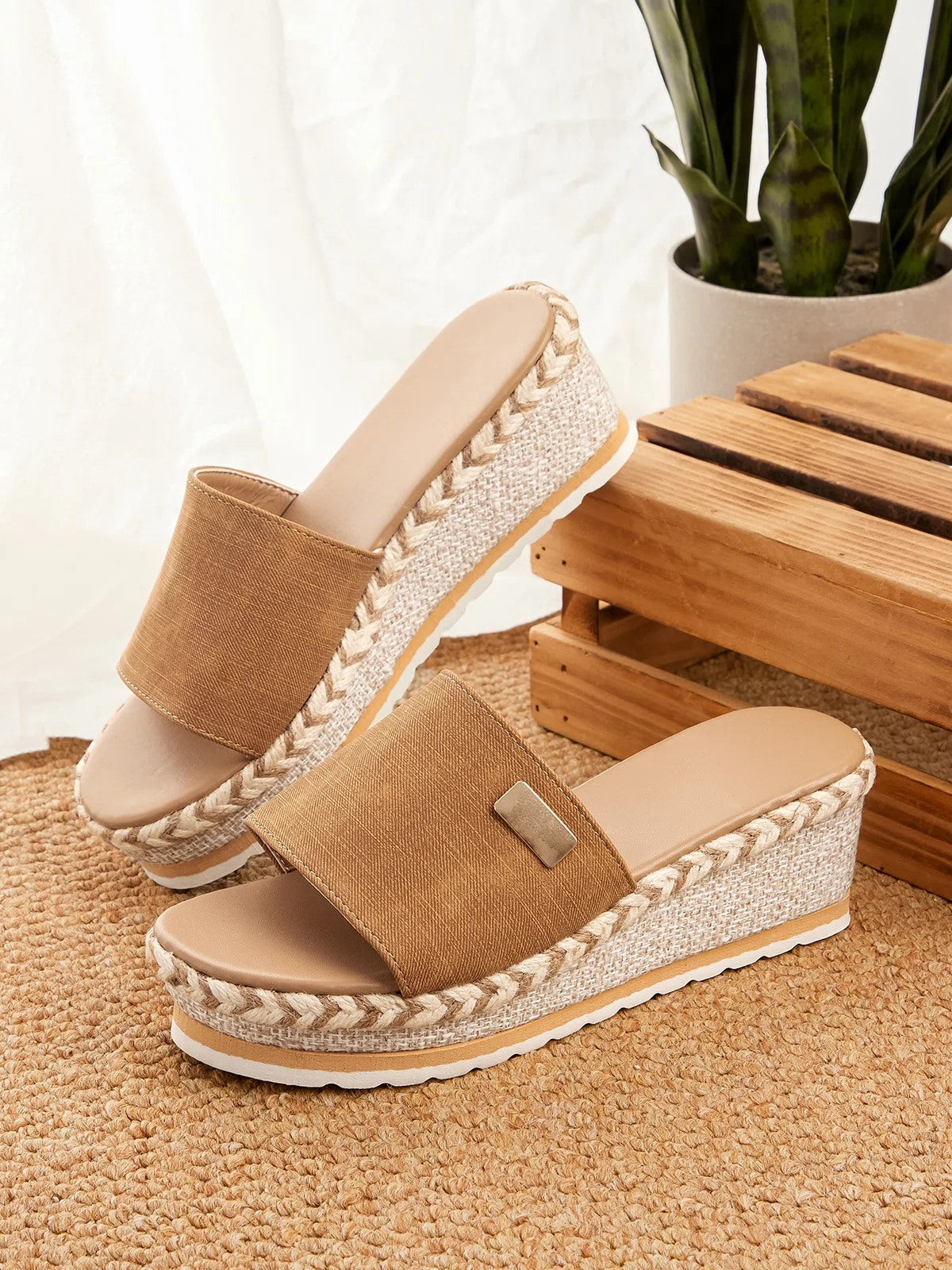 Woman Resort Hemp Rope Sole Wedge Sandals