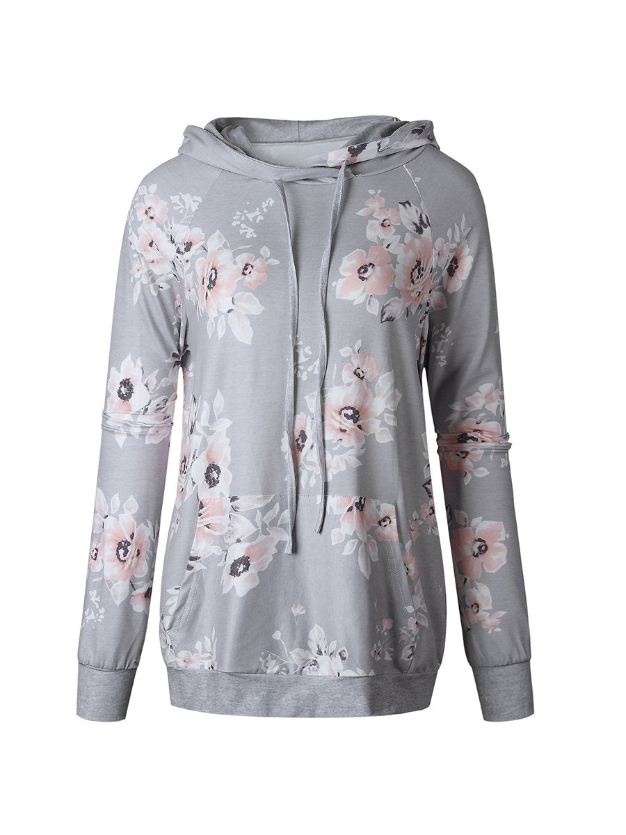 Woman Daily Grey Blossom Baseball Floral Hoodies