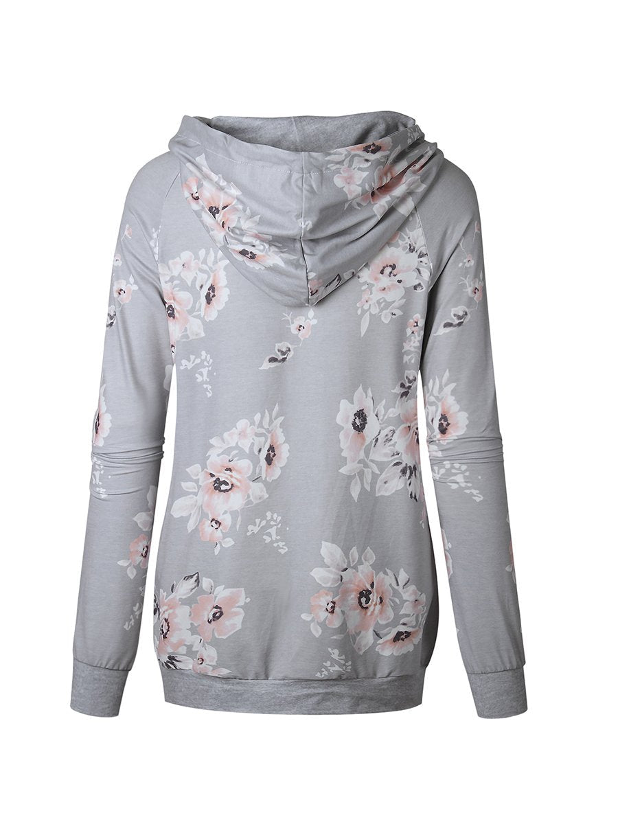 Woman Daily Grey Blossom Baseball Floral Hoodies