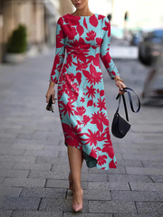 Women's Dresses Printed Long Sleeve Irregular Maxi Dresses