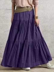 Women's Skirts Solid Vintage Pleated Casual Skirts