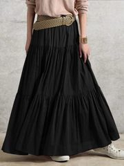 Women's Skirts Solid Vintage Pleated Casual Skirts