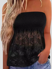 Women's Tank Tops Tube Top Lace Panel Sleeveless Tank Top Vests