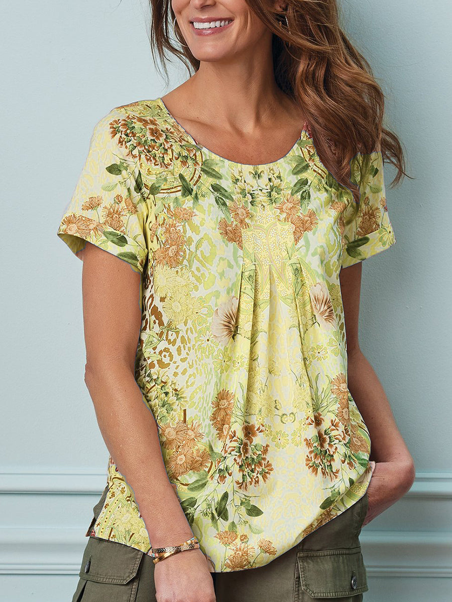 Women's casual floral print top shirts