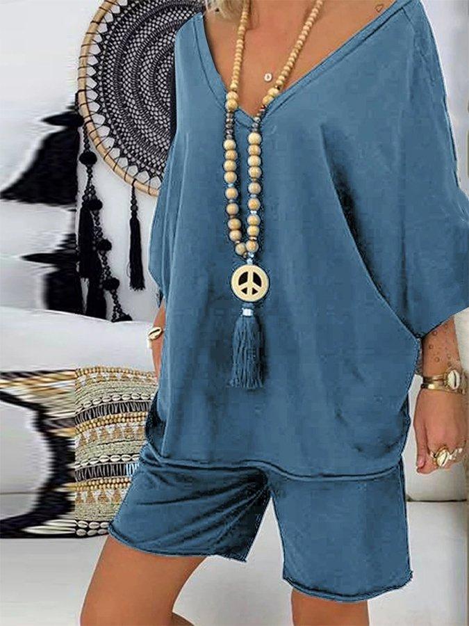 Casual Cotton-Blend Half Sleeve Suits Shirts and Pants