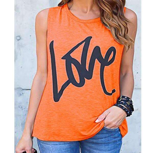 Casual Sleeveless Round Neck Printed T-Shirts