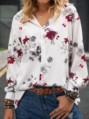 Shirt Collar Printed Long Sleeve Casual Shirts & Tops