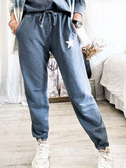 Cotton-Blend Star Printed Long Pants