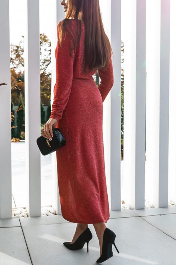 Make Way for Wonderful Ruched Slit Midi Dress