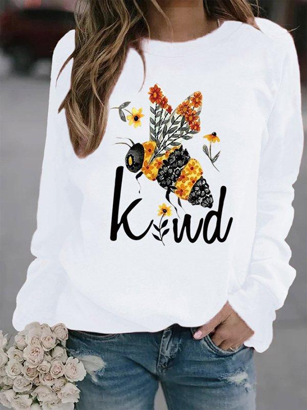 Crew Neck Long Sleeve Printed Casual Sweatshirt