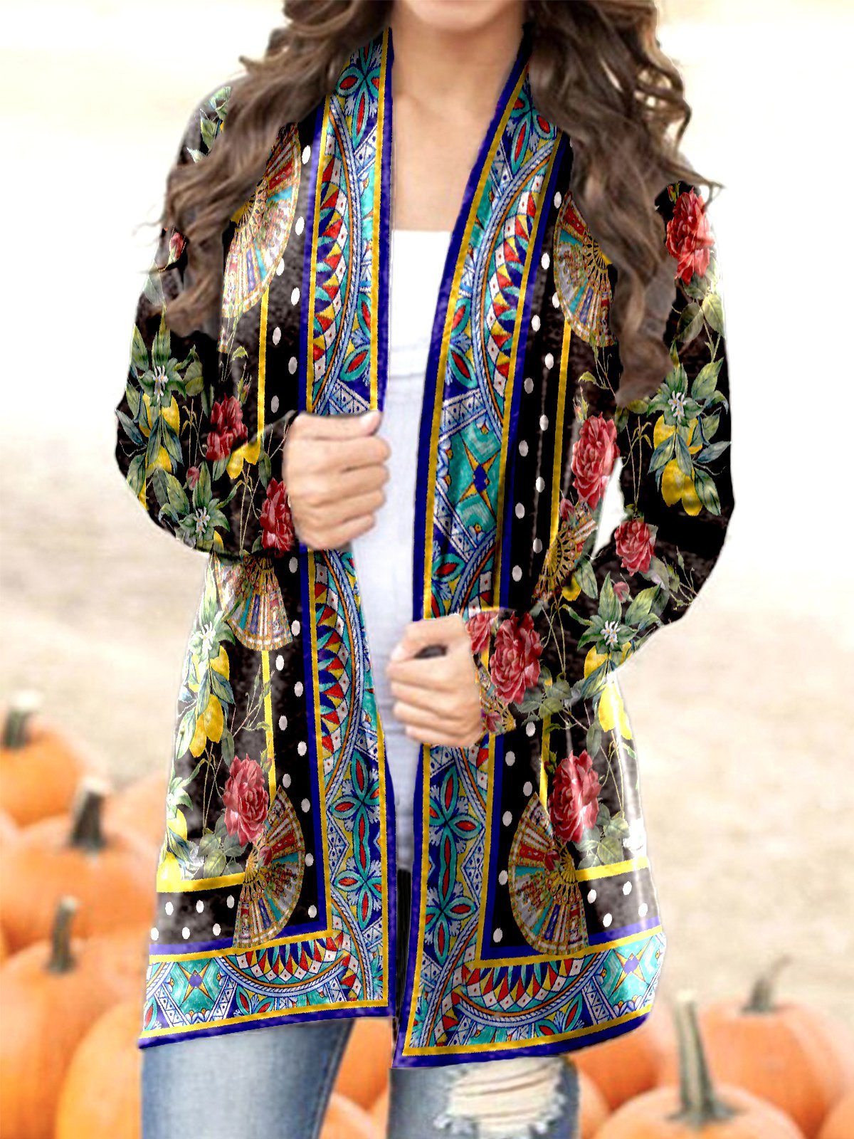 Collarless Vintage Cotton Blends Outerwear