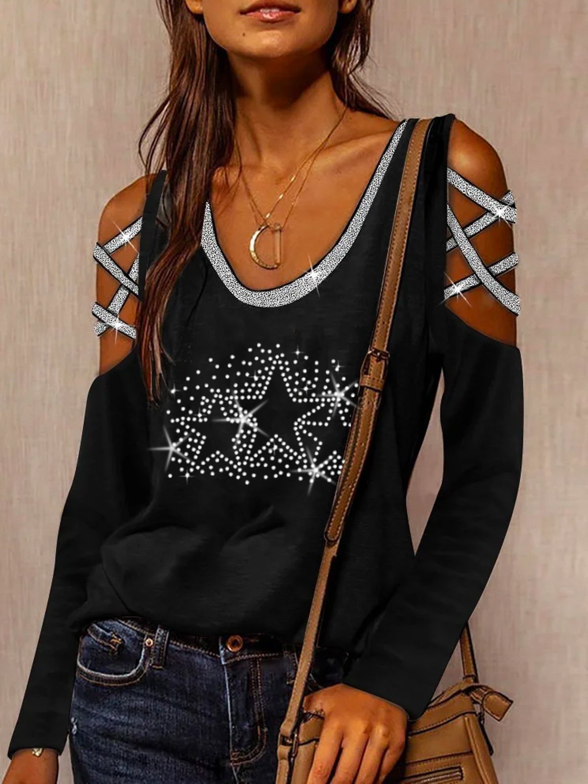 Cotton-Blend Long Sleeve Shirts & Tops