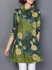Blue Elegant Floral Casual Dress