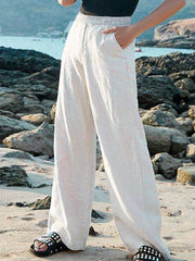 Casual Plain Loose Linen Pants