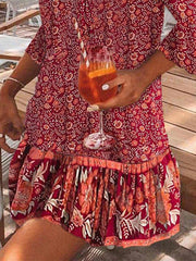 Casual Floral Short Sleeve Shift Dresses