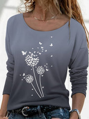 Round Neck Printed Vintage Shirts & Tops