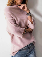 Casual High collar Three quarter sleeve Knit Sweaters
