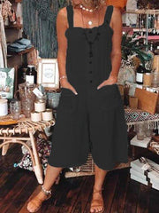 Spaghetti Casual  Pockets Plus-size One-Pieces