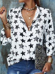Casual Long Sleeve Shirt Collar Printed Shirts & Tops