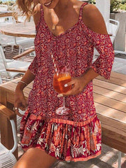 Casual Floral Short Sleeve Shift Dresses