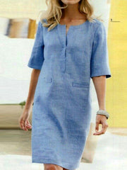 Casual Plain Crew Neck Half Sleeve Dresses