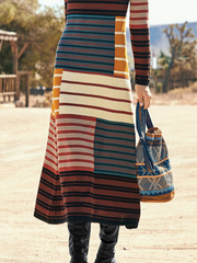 Colorful striped casual dress