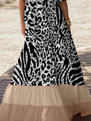 Casual Colorblock Printed Short Sleeve V Neck Holiday Dresses