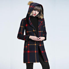 Classic Plaid Woolen Coat Jacket Outwear