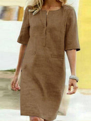 Casual Plain Crew Neck Half Sleeve Dresses