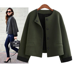 Round Neck Loose Short Jacket Woolen Coat Wild Cardigan