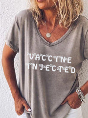 Casual Printed Short Sleeve V Neck Tops