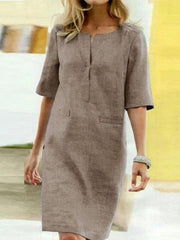 Casual Plain Crew Neck Half Sleeve Dresses